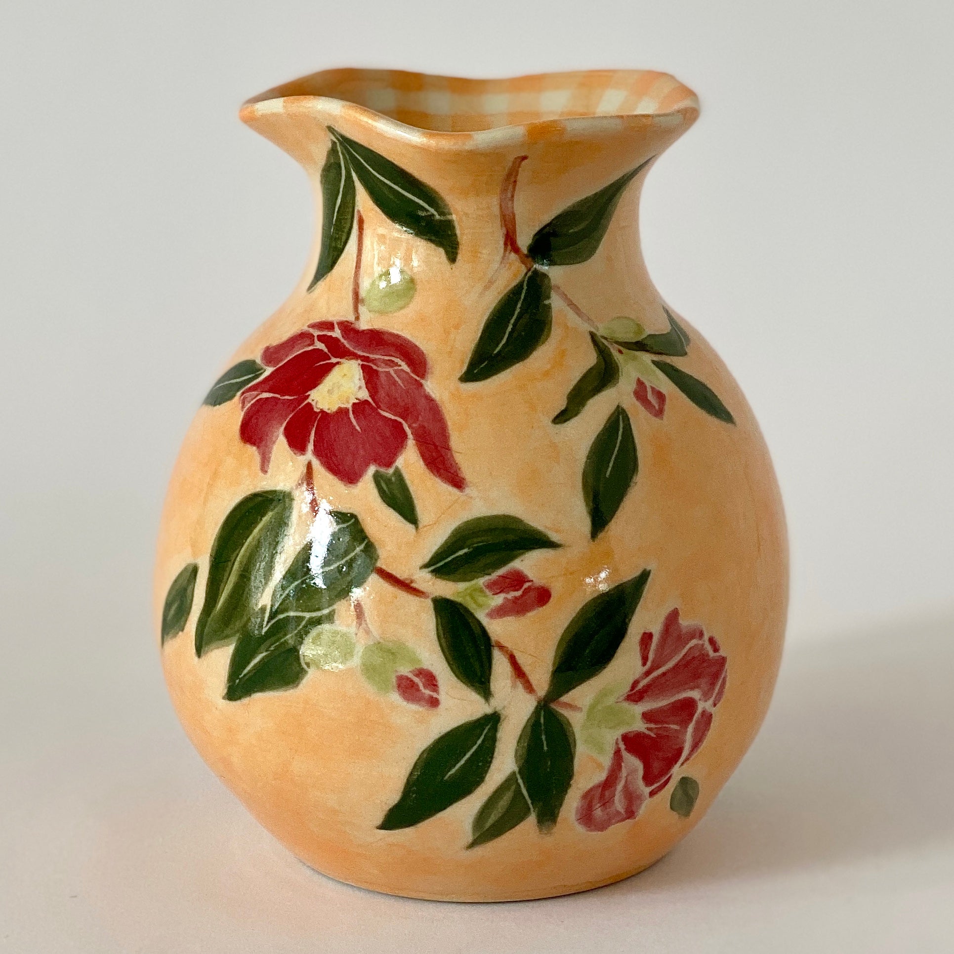 Floral and Gingham Vase