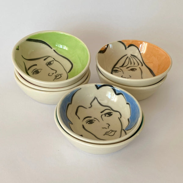 Visage on Colour Bowls (Set of 7)